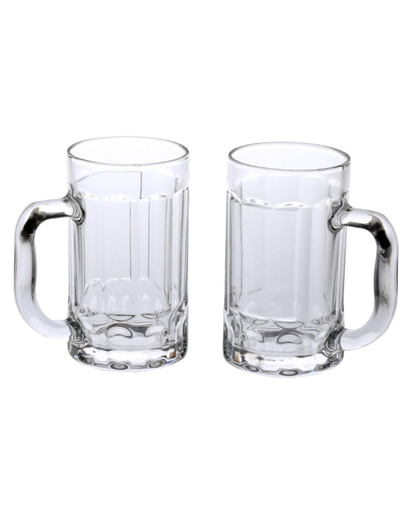 Modern Clear Glass Beer Mugs | 400ml | Set of 2