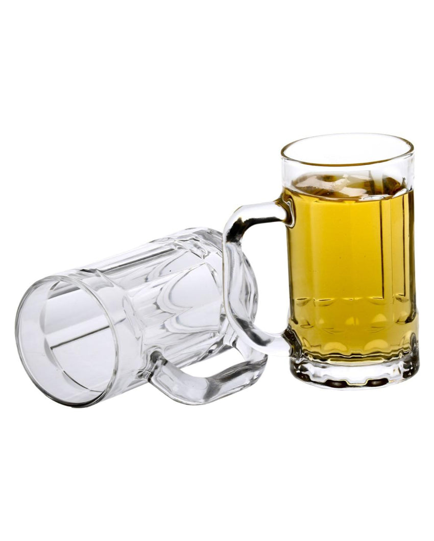 Modern Clear Glass Beer Mugs | 400ml | Set of 2