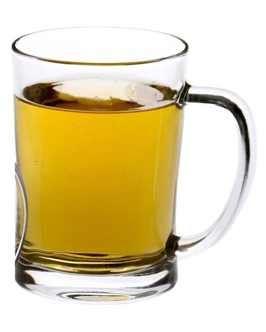 Modern Clear Beer Mugs with Handles | 350ml | Set of 2