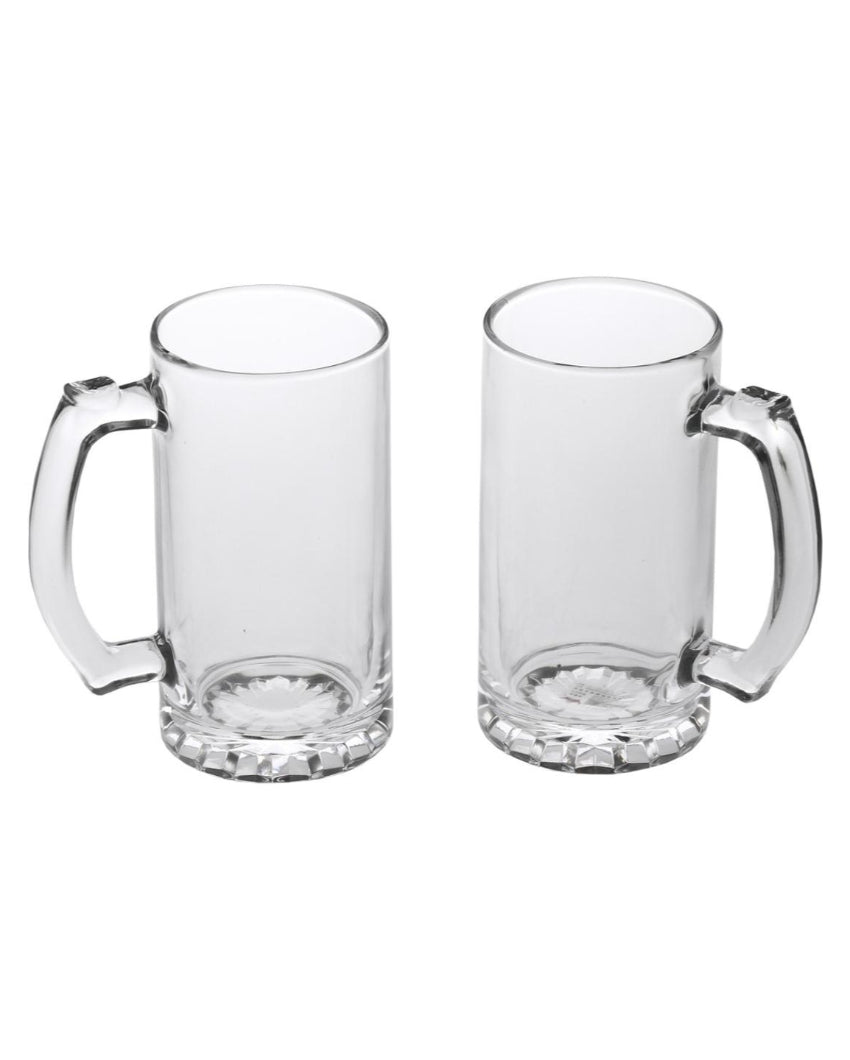 Minimalist Clear Glass Beer Mugs | 500ml | Set of 2