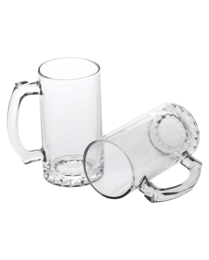 Minimalist Clear Glass Beer Mugs | 500ml | Set of 2