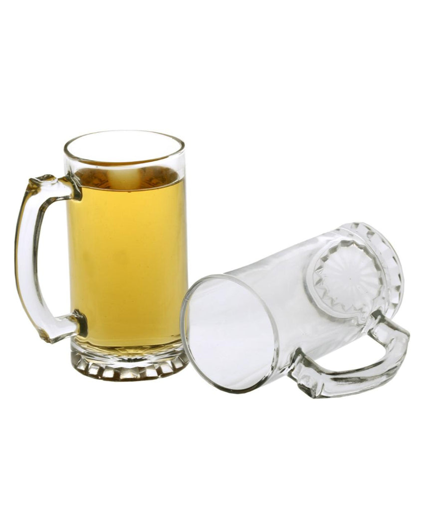 Minimalist Clear Glass Beer Mugs | 500ml | Set of 2
