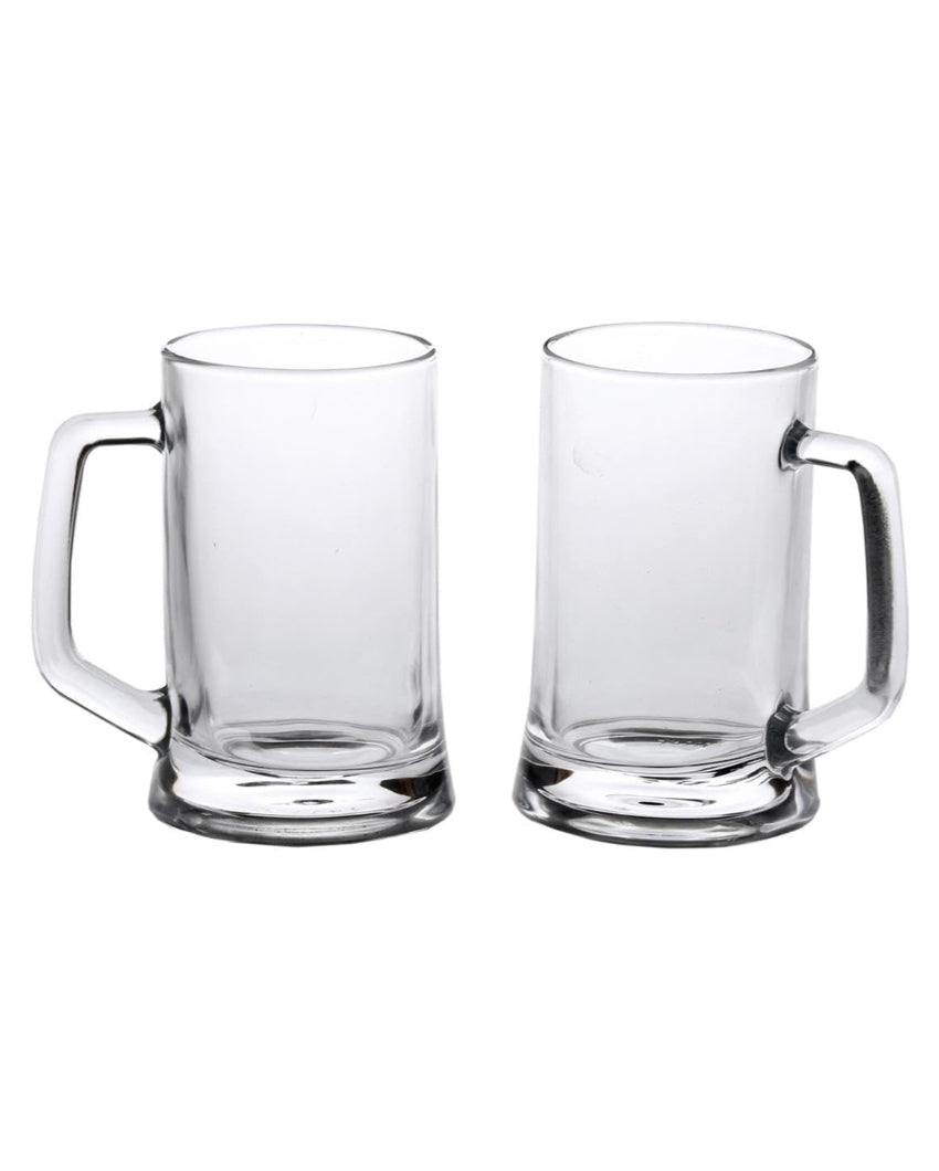 Kitchen Glass Transparent Handled Glass Mug | 400ml | Set of 2 | 3 x 5 inches