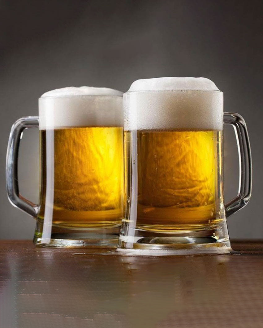 Kitchen Glass Transparent Handled Glass Mug | 400ml | Set of 2 | 3 x 5 inches
