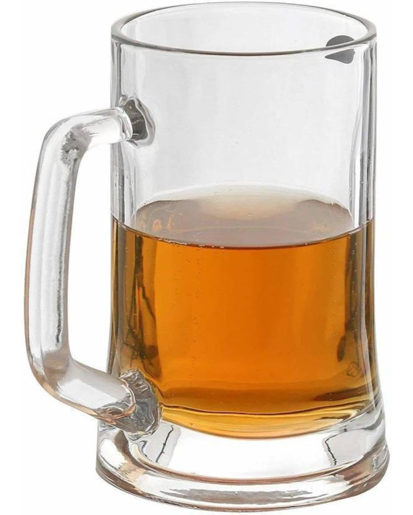Kitchen Glass Transparent Handled Glass Mug | 400ml | Set of 2 | 3 x 5 inches