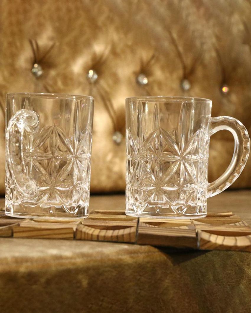 Elegant Frosted Glass Beer Mugs | 450ml | 4 x 5 inches