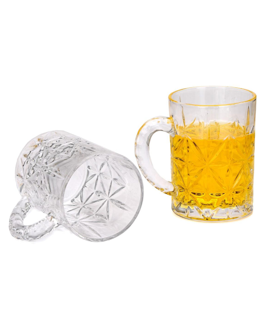 Elegant Frosted Glass Beer Mugs | 450ml | 4 x 5 inches