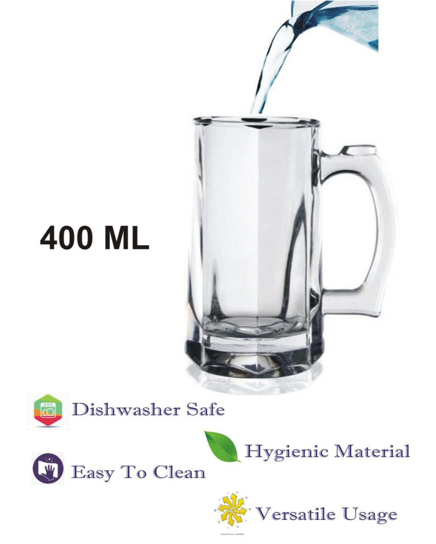 Crystal Clear Glass Beer Mugs | 400ml | 4 x 6 inches