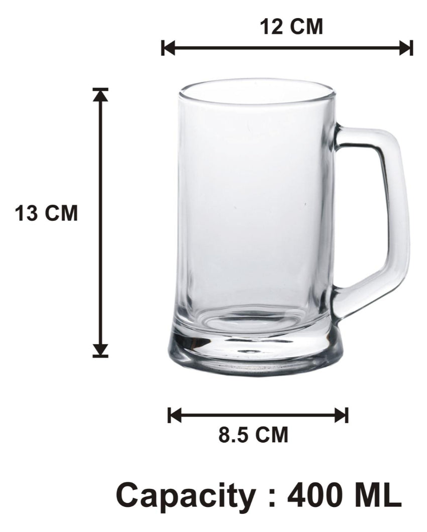 Crystal Clear Glass Beer Mugs | 400ml | Set of 2