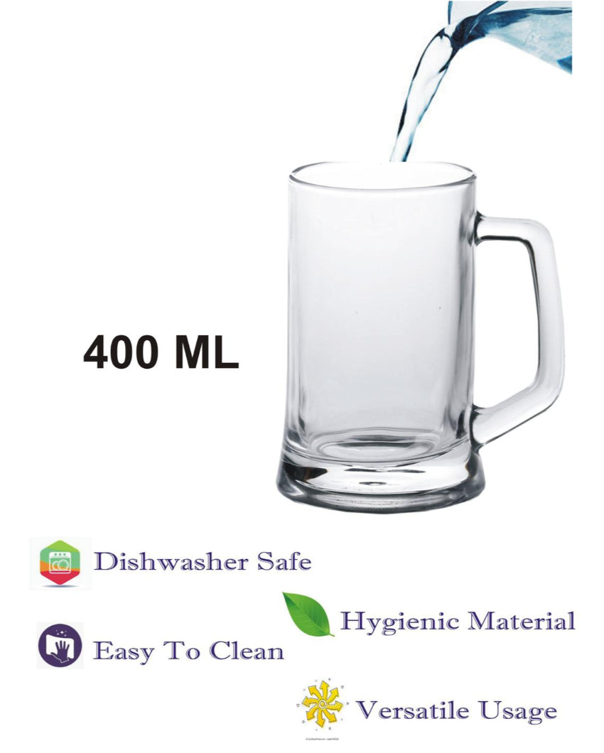 Crystal Clear Glass Beer Mugs | 400ml | Set of 2