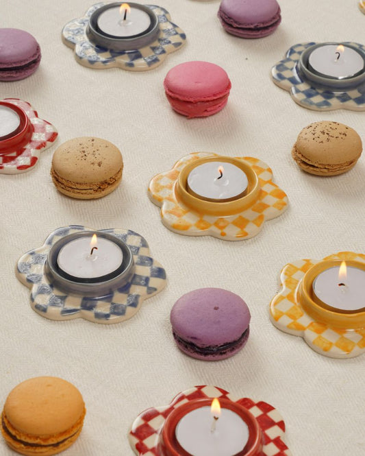Imara Ceramic Tealight Holders | Set of 3 Multicolor