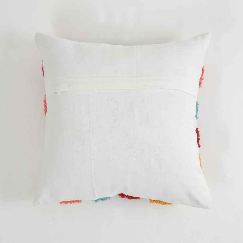 Charming Rainbow Motif Tufted Cushion Cover | 16x16 Inches