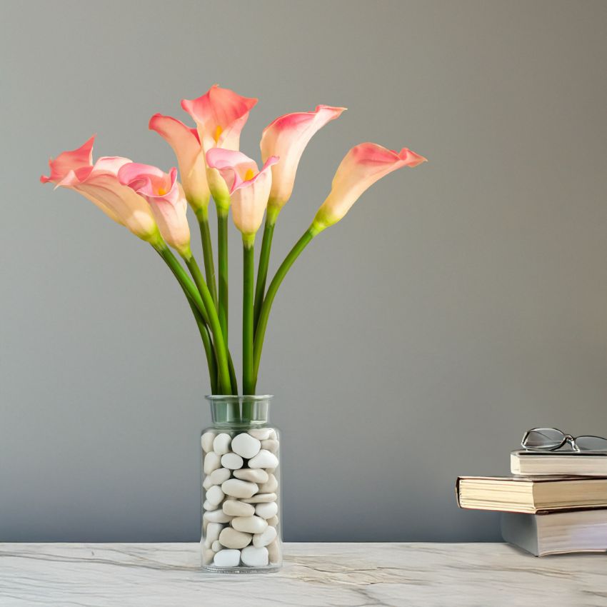 Elegant Calla Lily Flower Sticks Without Vase | Set of 5 | 2.2 Feet