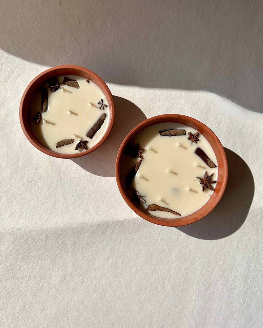 Warm Cinnamon & Vanilla 5-Wick Scented Earthen Pot Candle | 6 x 3 inches