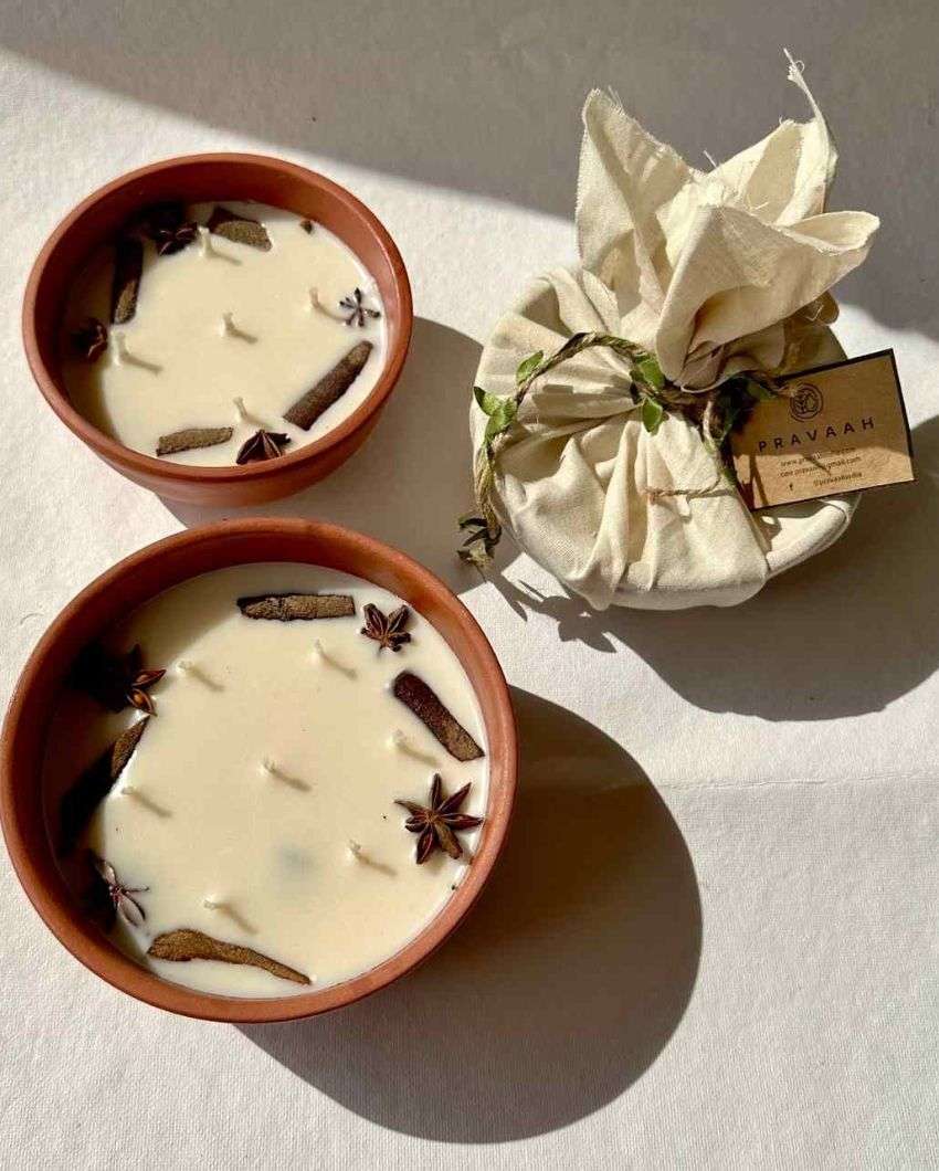 Warm Cinnamon & Vanilla 5-Wick Scented Earthen Pot Candle | 6 x 3 inches