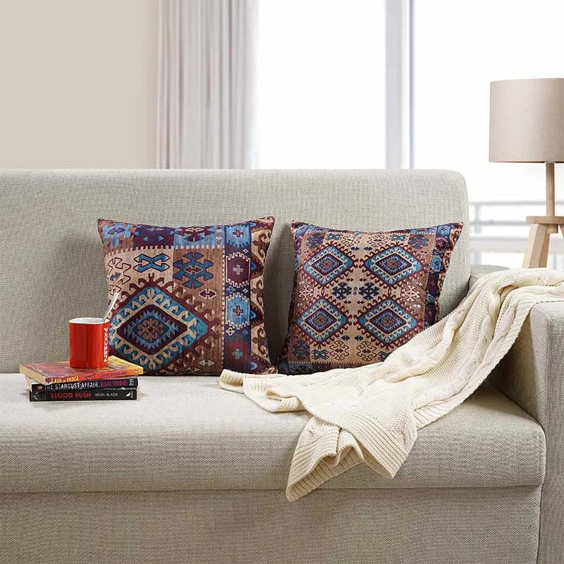 Catalina Aztec Design Cushion Covers | Set Of 2 | Multiple colors Brown