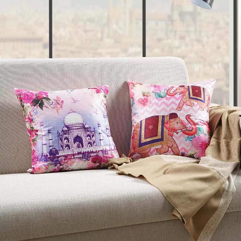 Iago Ethnic Design Silk Dupion Cushion Covers | Set Of 2 Default Title