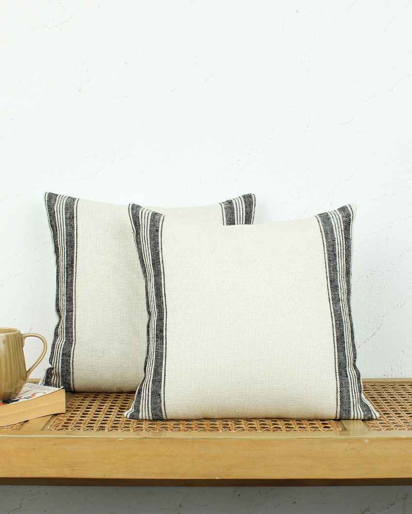 Classic Stripe Black Cushion Covers | Set of 2 | 16 x 16 inches