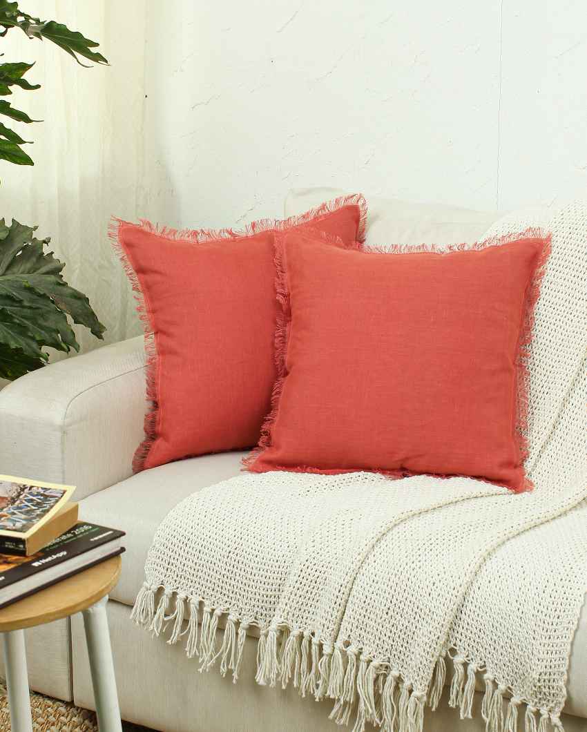 Meher Rust Modern Cushion Covers | Set of 2 | 16 x 16 inches