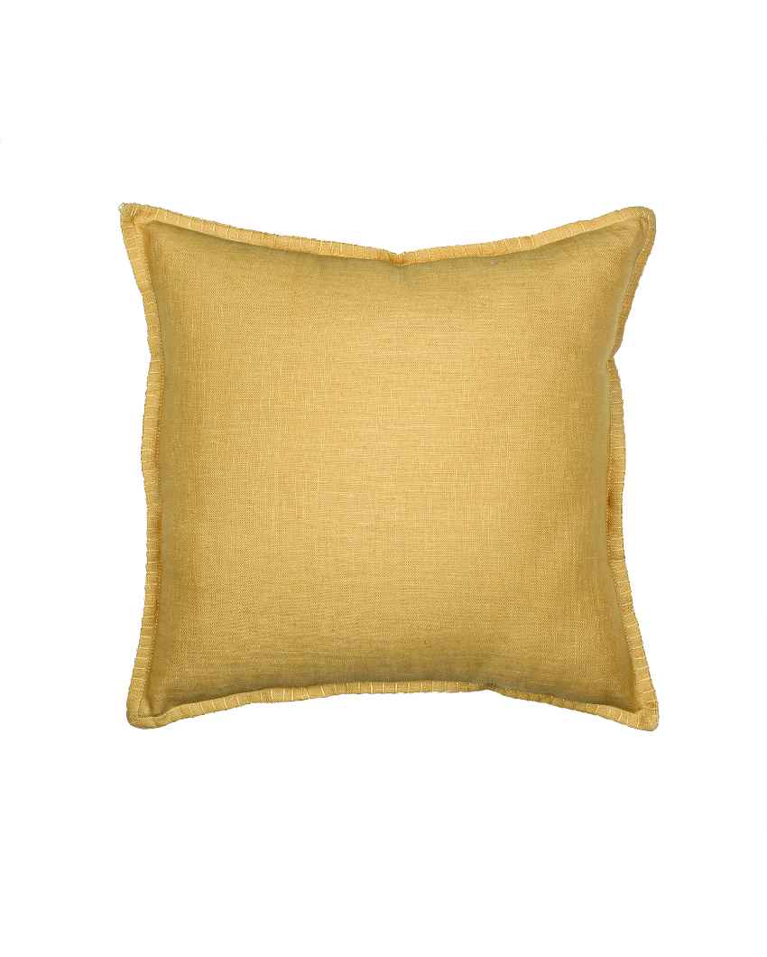 Noor Yellow Cotton Cushion Covers | Set of 2 | 16 x 16 inches