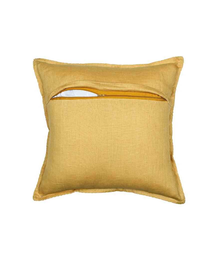 Noor Yellow Cotton Cushion Covers | Set of 2 | 16 x 16 inches
