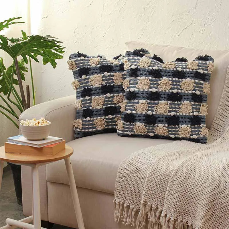Reshe Cotton Cushion Covers | Set of 2 | 16 x 16 Inches
