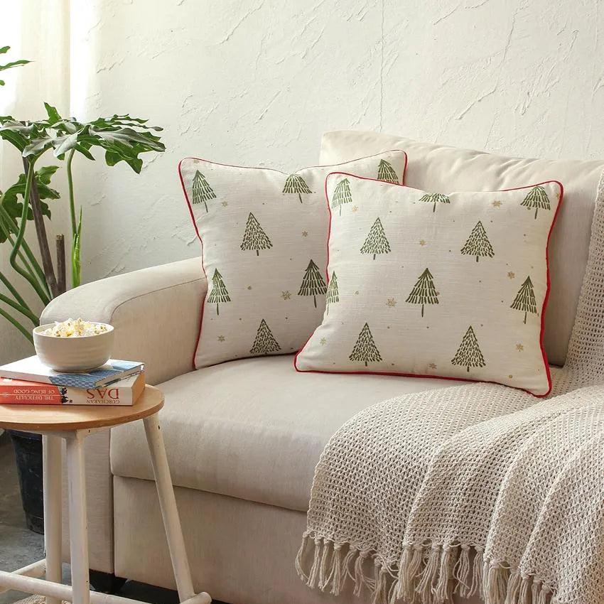 Sparkling Tree Cotton Cushion Covers | Set of 2 | 16 x 16 inches