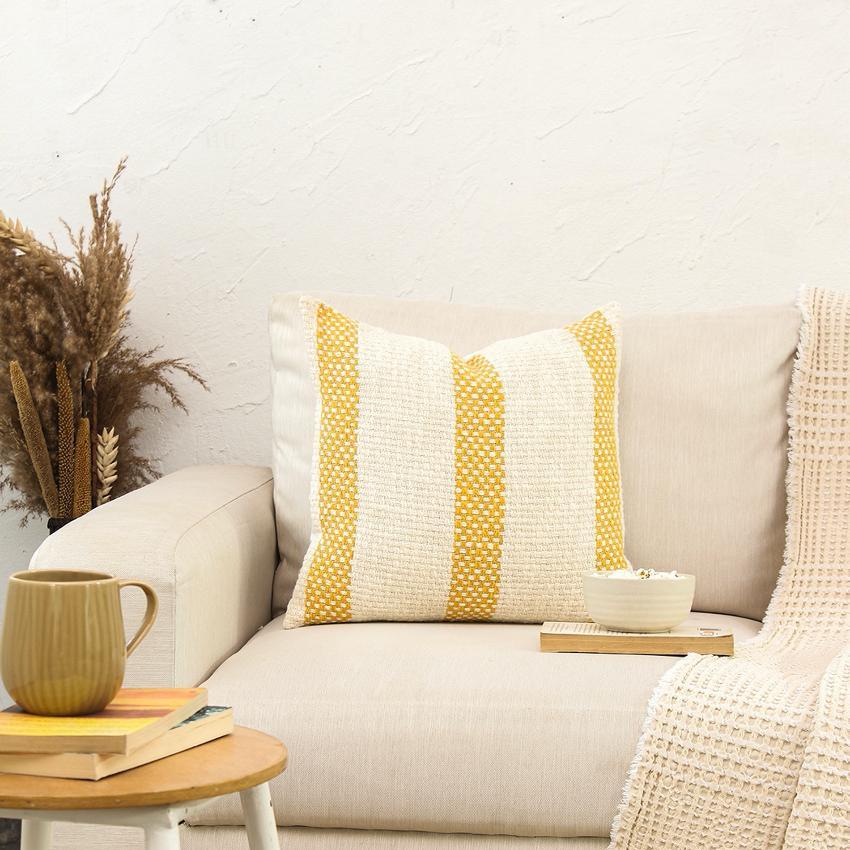 Yellow Shivalik Cotton Cushion Covers | Set of 2 | 18 x 18 inches