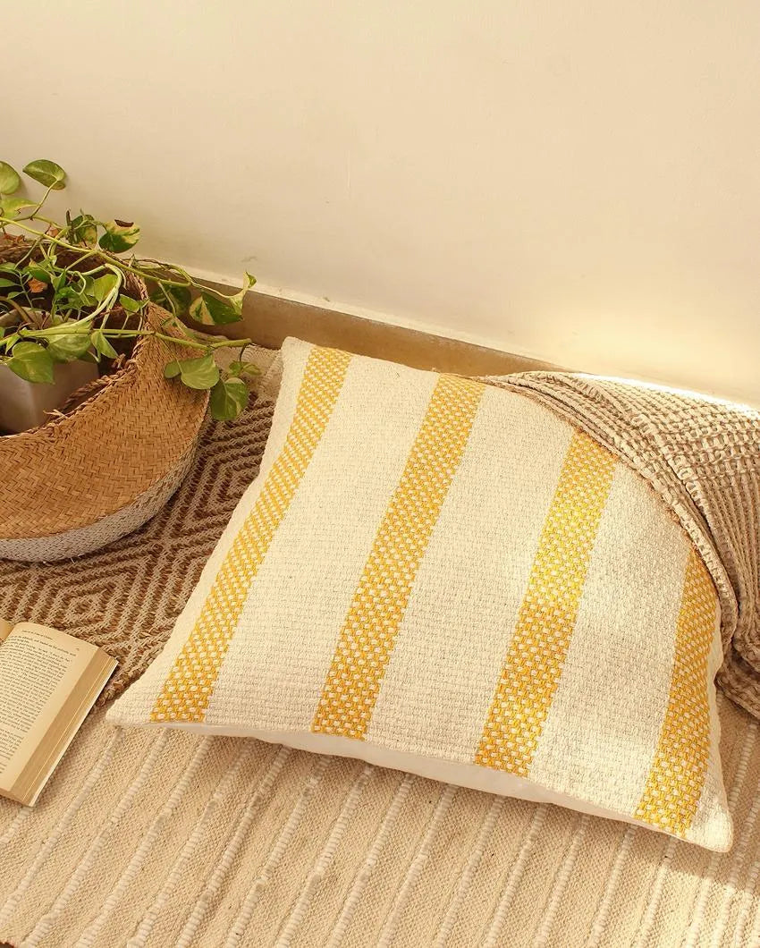 Yellow Shivalik Cotton Cushion Covers | Set of 2 | 18 x 18 inches