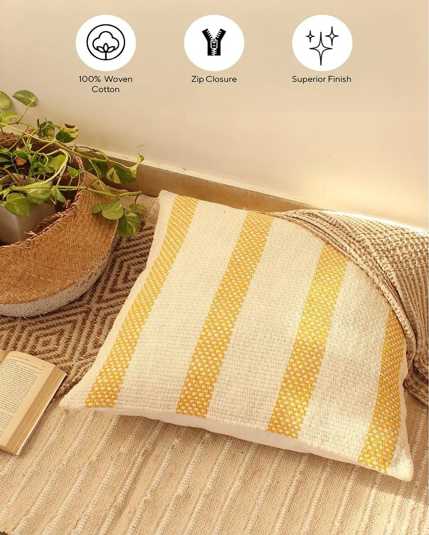 Yellow Shivalik Cotton Cushion Covers | Set of 2 | 18 x 18 inches