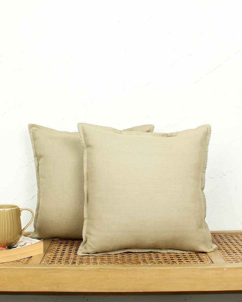 Tamarind Beige Modern Cushion Covers | Set of 2 | 16 x 16 inches