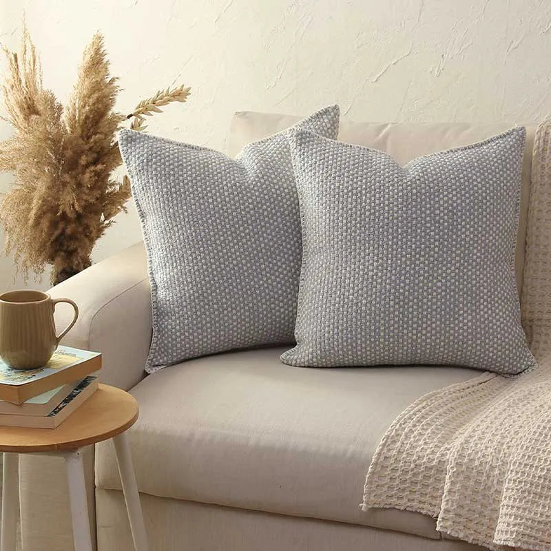 Light Blue Vishu Cotton Cushion Covers | Set Of 2 | 24 x 24 inches
