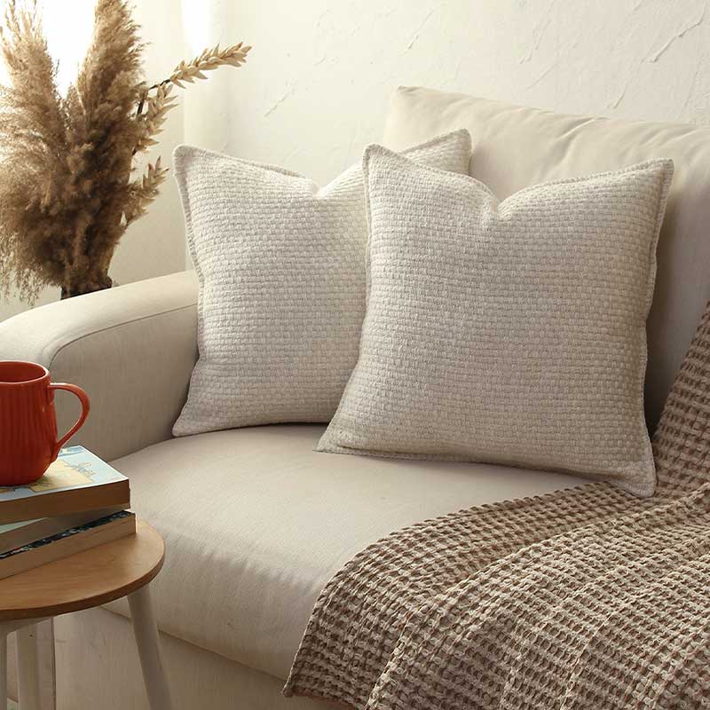 Off White Vanya Cotton Cushion Cover | 16 x 16 Inches