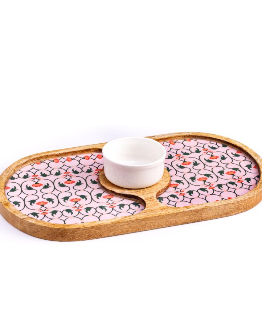 Oval Chip And Dip Wood Platter