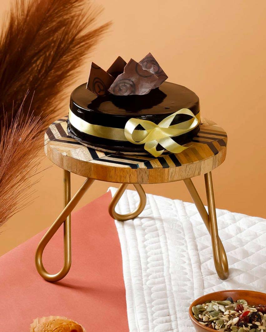 Chevron String Wooden Top Cake Stand | 8 x 6 inches