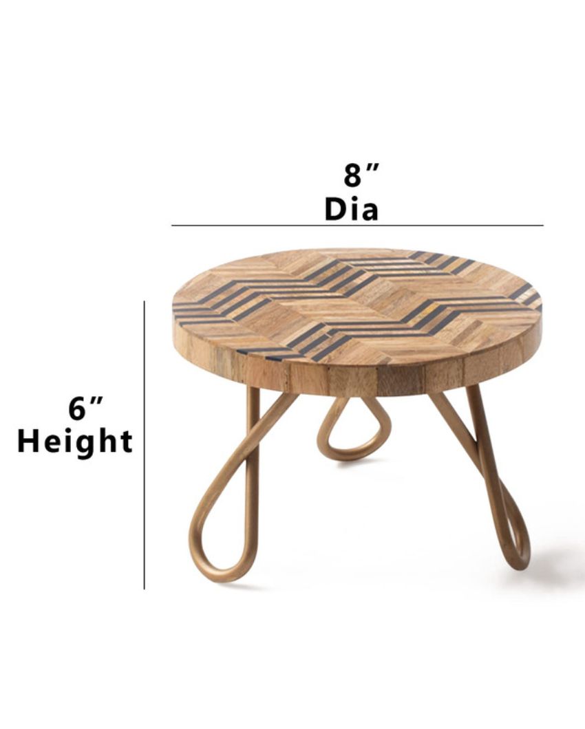 Chevron String Wooden Top Cake Stand | 8 x 6 inches