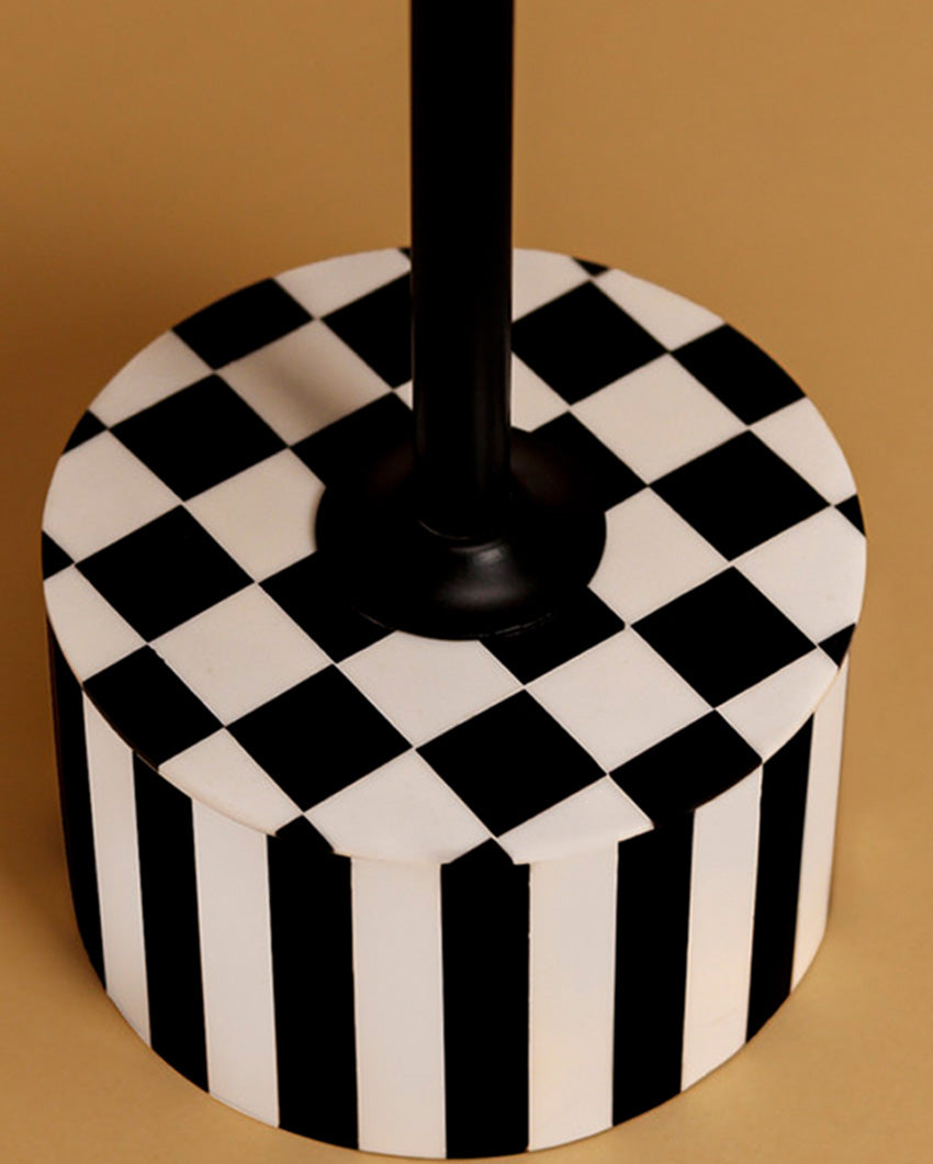 Modern Geo Black Flora Drink Side Table | 10 x 24 inches