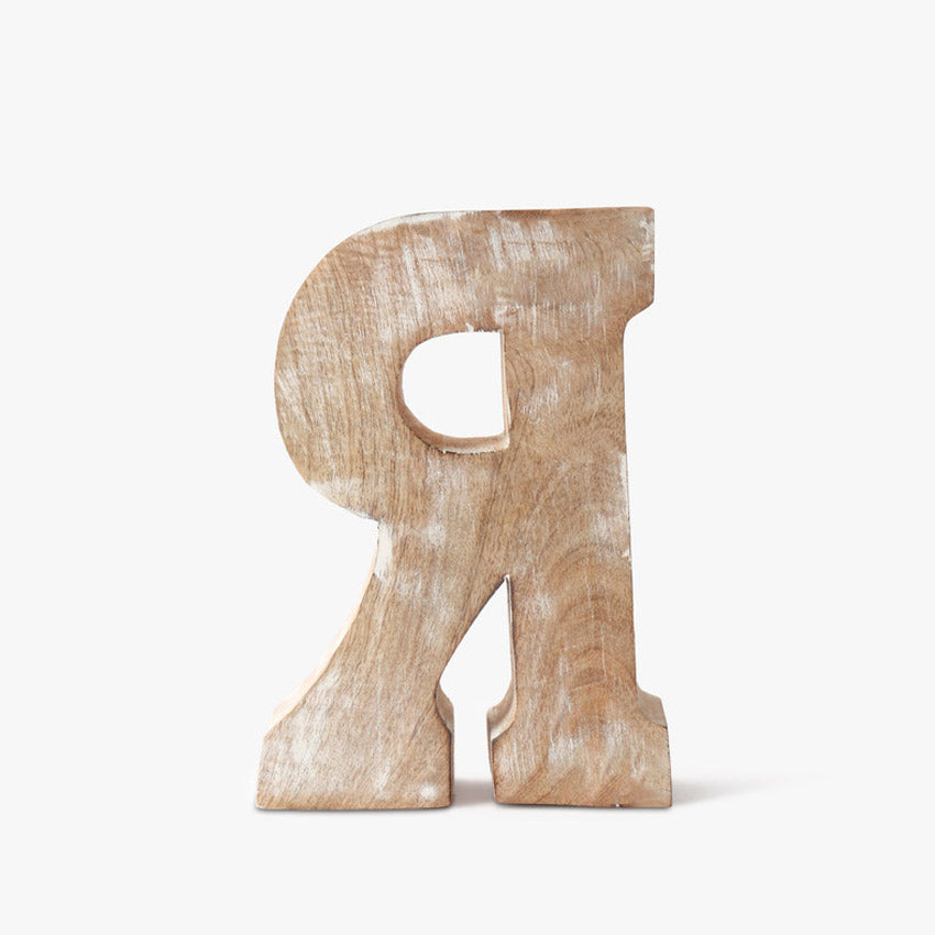 Elegant Beaded Wooden Letter R Ornament | 6 x 2 x 8 inches