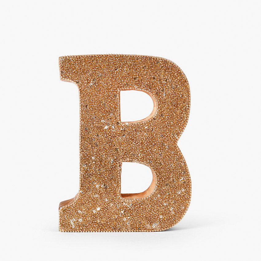 Artful Beaded Wooden Letter B Ornament | 6 x 2 x 8 inches