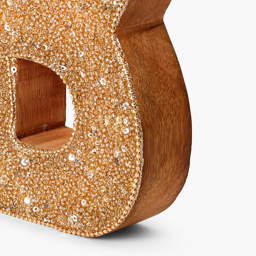 Artful Beaded Wooden Letter B Ornament | 6 x 2 x 8 inches