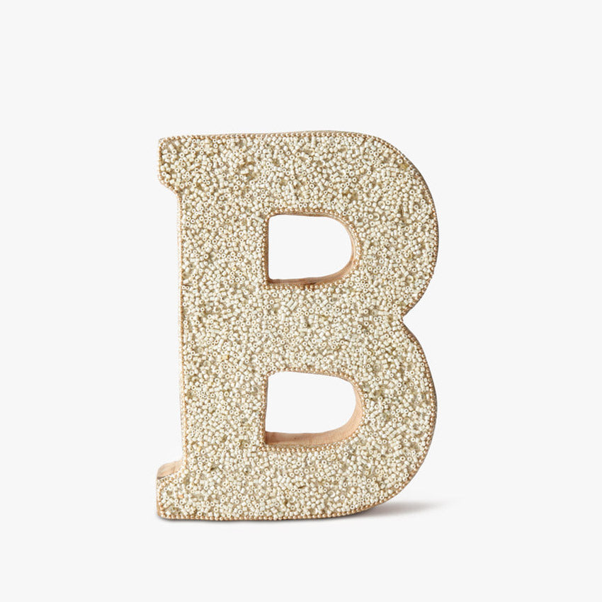 Artful Beaded Wooden Letter B Ornament | 6 x 2 x 8 inches