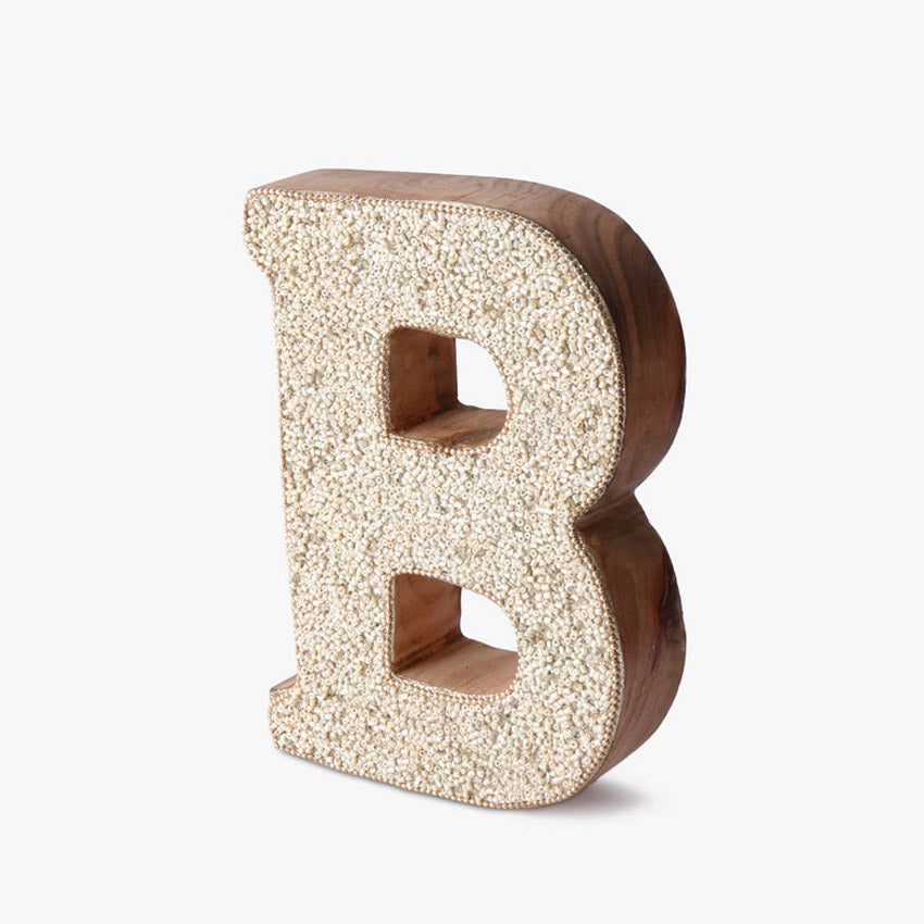 Artful Beaded Wooden Letter B Ornament | 6 x 2 x 8 inches