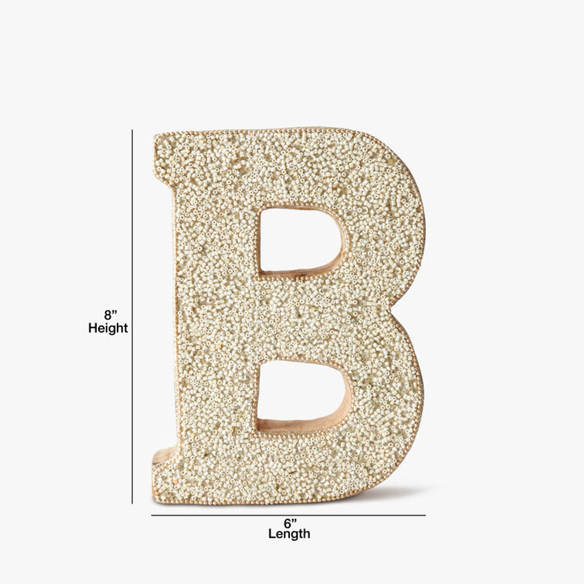 Artful Beaded Wooden Letter B Ornament | 6 x 2 x 8 inches