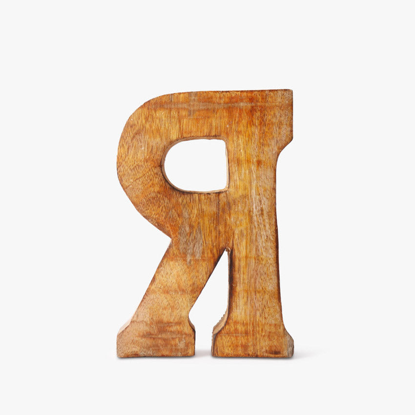 Elegant Beaded Wooden Letter R Ornament | 6 x 2 x 8 inches