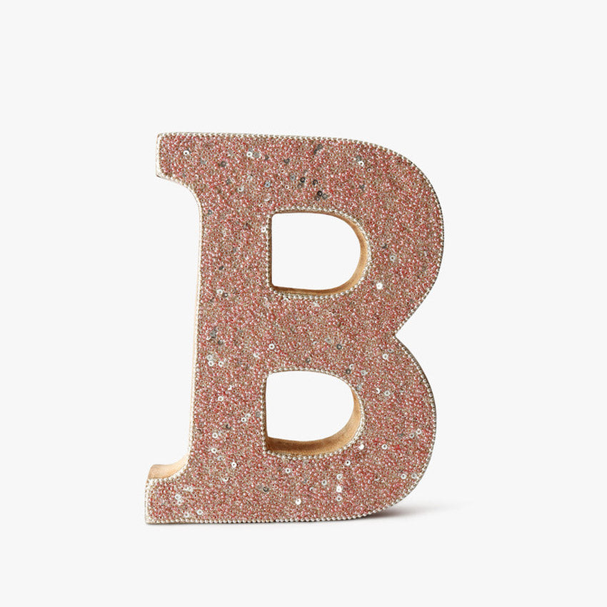 Artful Beaded Wooden Letter B Ornament | 6 x 2 x 8 inches