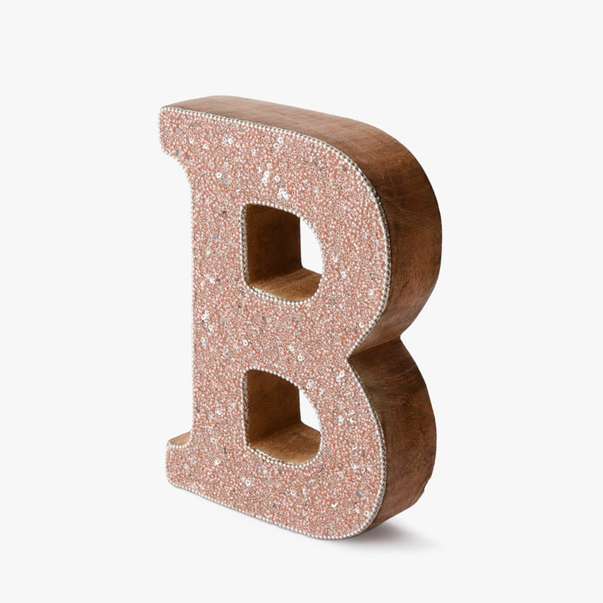 Artful Beaded Wooden Letter B Ornament | 6 x 2 x 8 inches