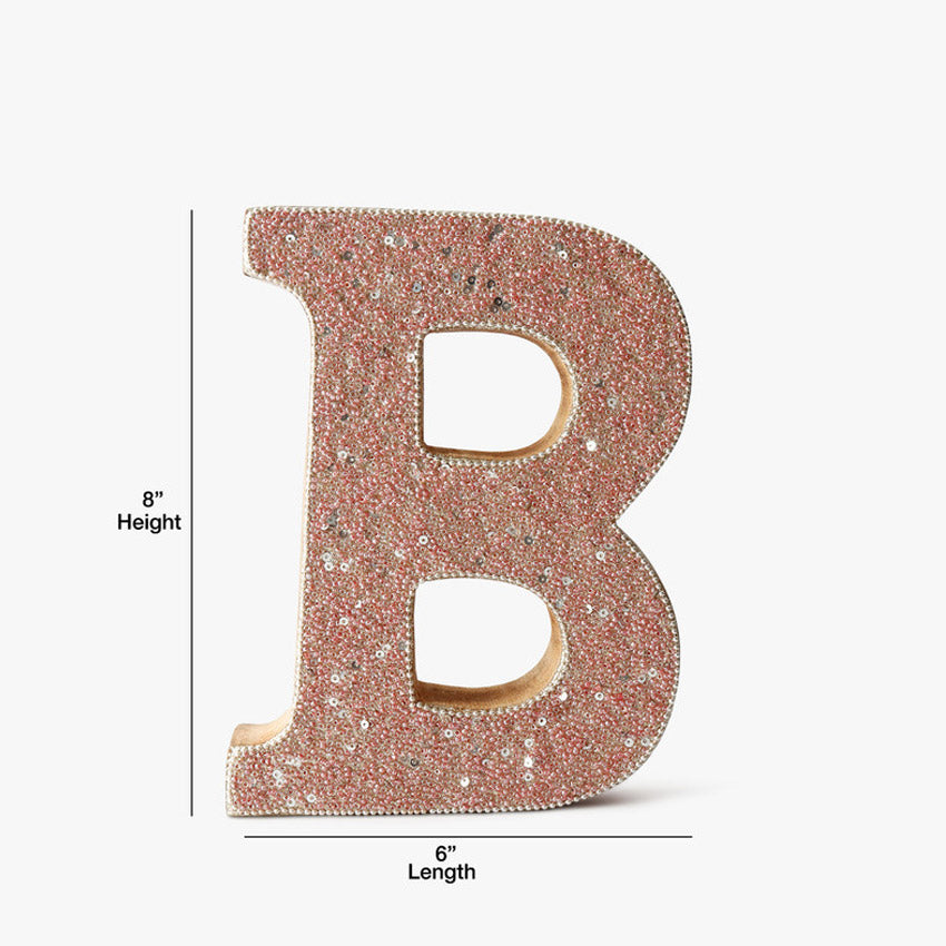 Artful Beaded Wooden Letter B Ornament | 6 x 2 x 8 inches