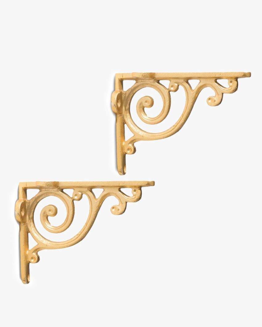 Golden Victorian Swirl Wall Brackets | Set Of 2 | 4 x 2 x 3 inches