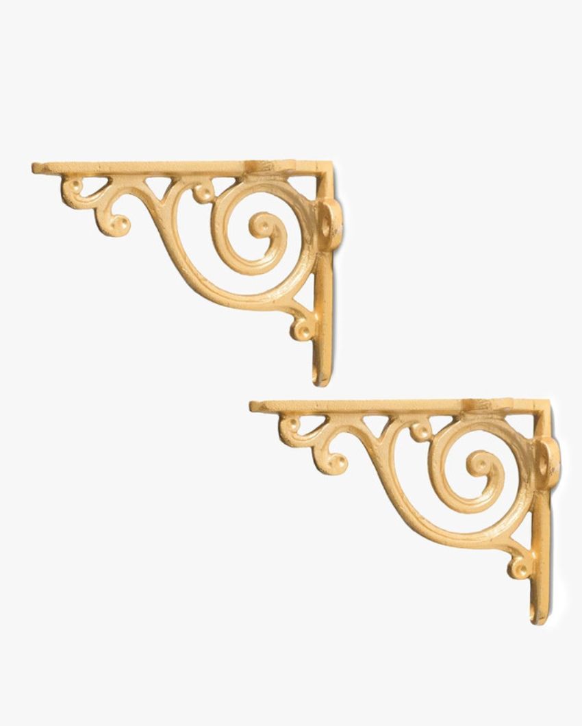 Golden Victorian Swirl Wall Brackets | Set Of 2 | 4 x 2 x 3 inches