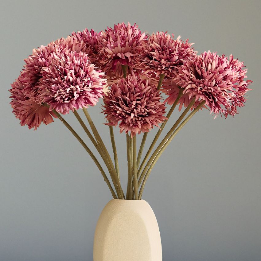 Soft Chrysanthemum Bloom Sticks Without Vase | Set of 6 | 1.5 Feet